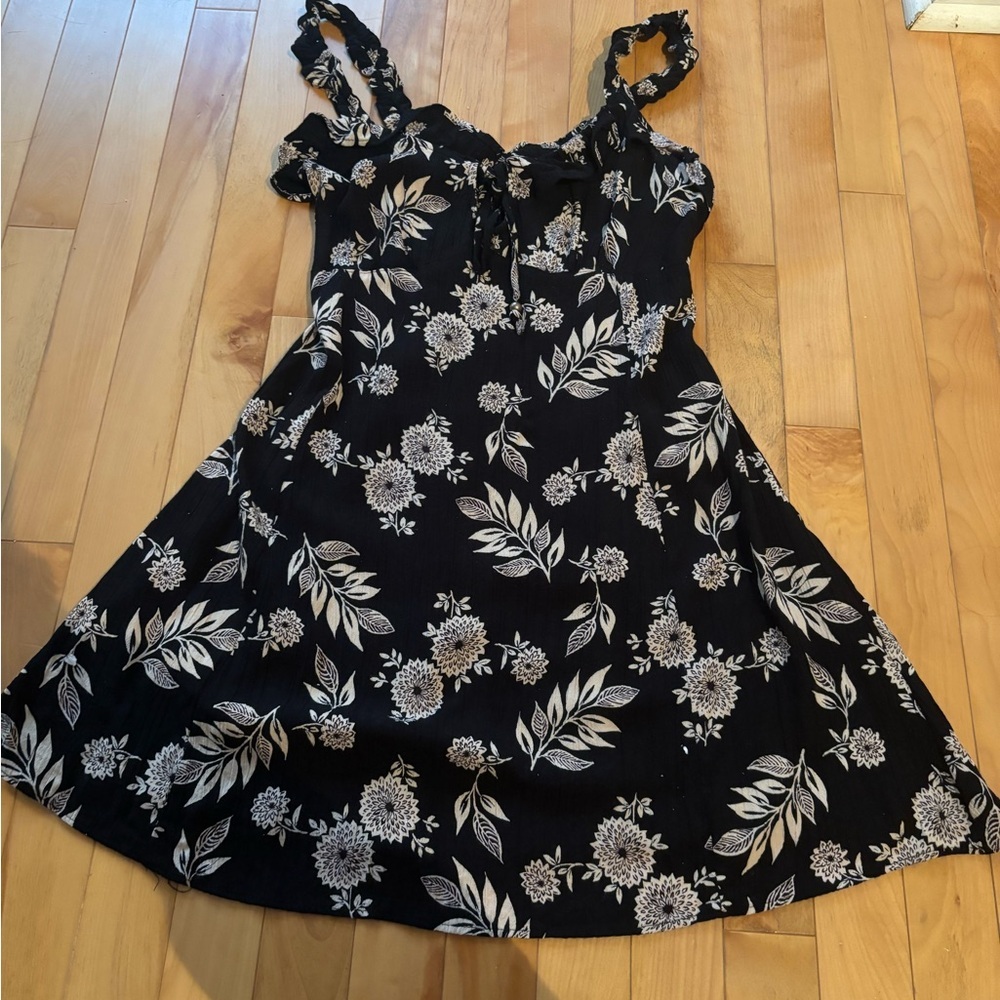 Floral Black And White Mini Doll Dress